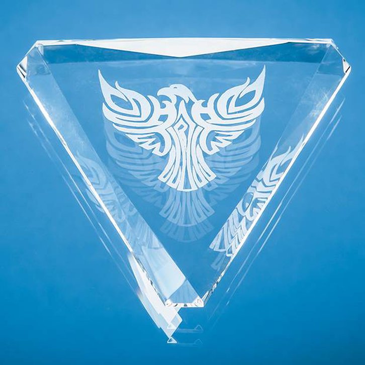 9cm Optical Crystal Facet Triangle Paperweight