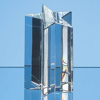 18cm Optical Crystal 5 Pointed Star Column Award