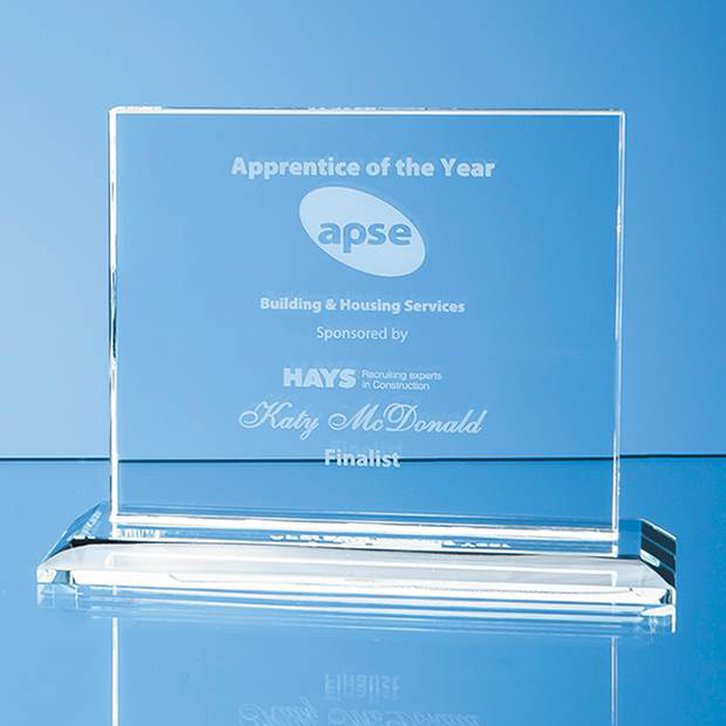 12.5cm x 15cm x 12mm Clear Glass Horizontal Rectangle Award