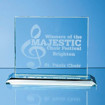 12.5cm x 15cm x 12mm Jade Glass Horizontal Rectangle Award
