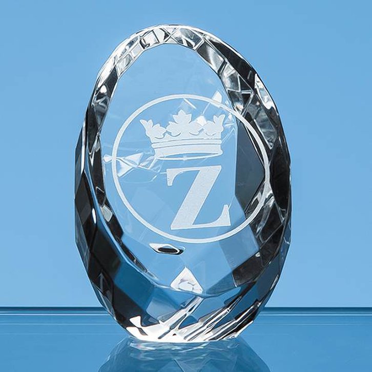 6cm Optical Crystal Facet Sliced Oval Paperweight
