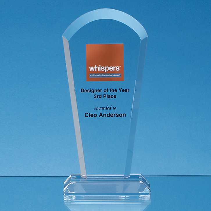19cm Optical Crystal Half Moon Arch Award