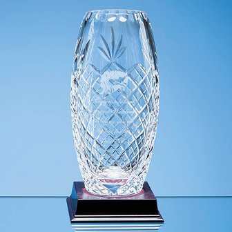 22.5cm Lead Crystal Panelled Oval Vase