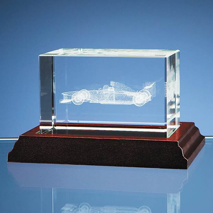 3D Formula 1 Car in Optical Crystal Block