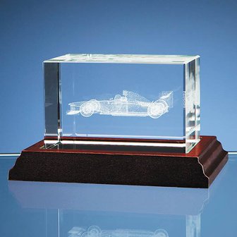 3D Formula 1 Car in Optical Crystal Block