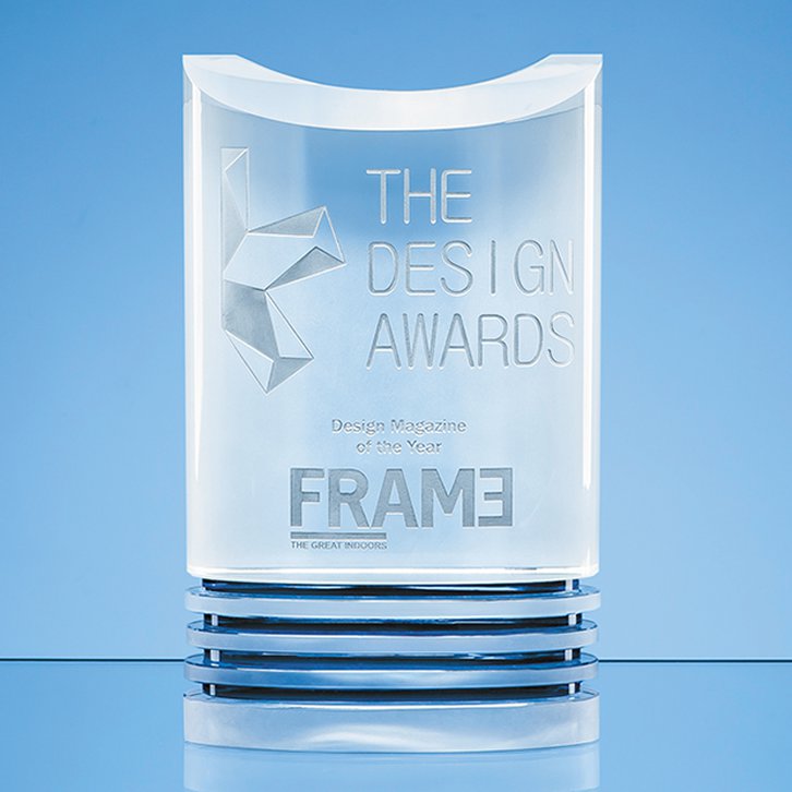 21cm Nik Meller Design Clear Optical Crystal & Cobalt Blue Oval Michel Award