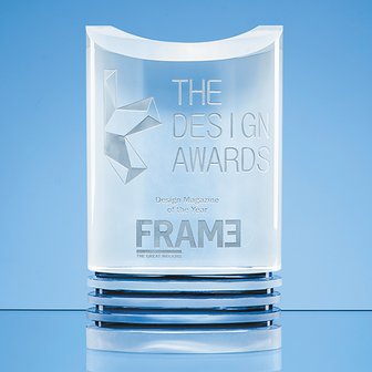 21cm Nik Meller Design Clear Optical Crystal & Cobalt Blue Oval Michel Award