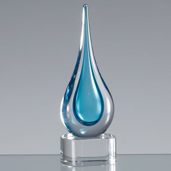 18cm Handmade Crystal Turquoise Blue Teardrop Award