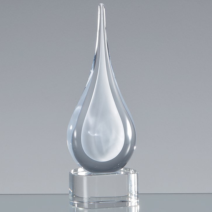 18cm Handmade Crystal White Teardrop Award
