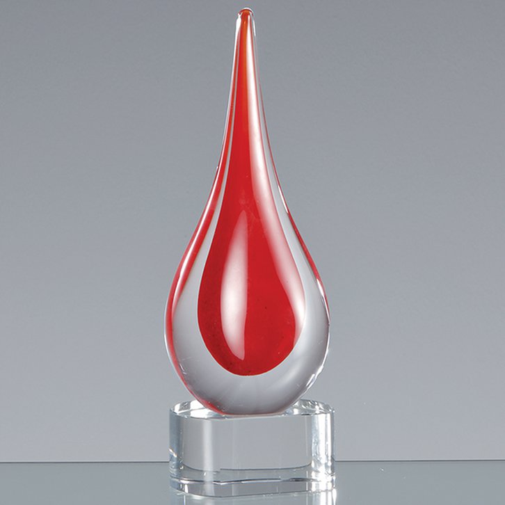 18cm Handmade Crystal Brilliant Red Teardrop Award