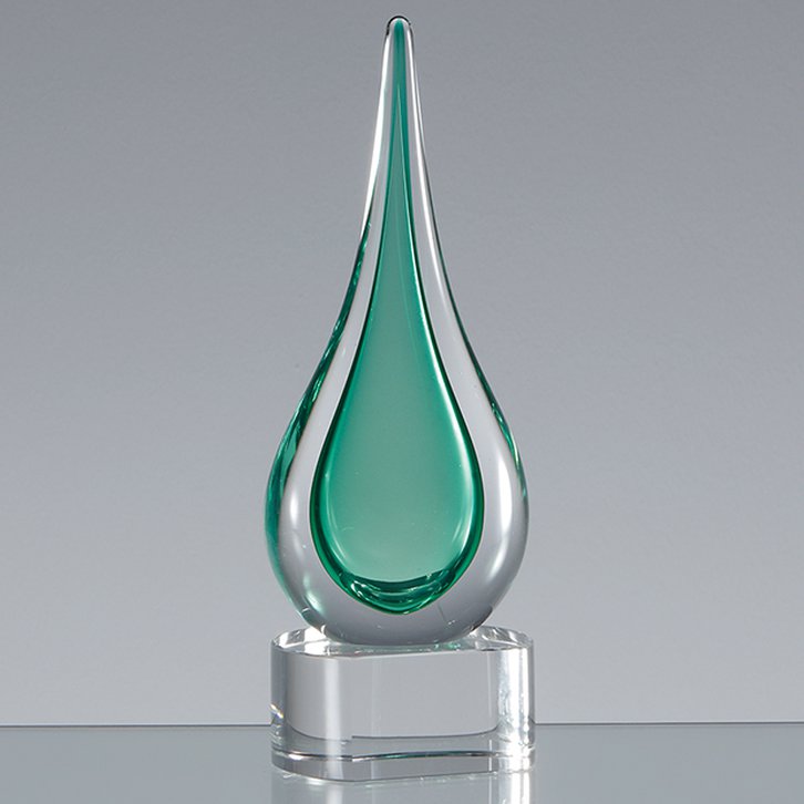 18cm Handmade Crystal Emerald Green Teardrop Award