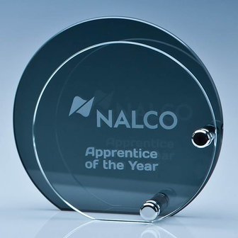 12cm x 6mm Clear Circle Mounted on a 15cm Smoked Glass Plaque