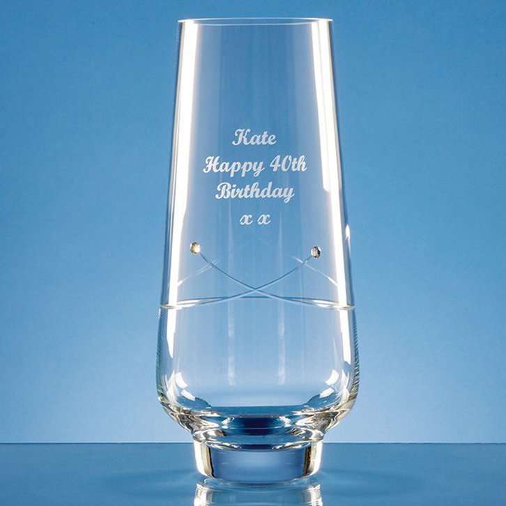26cm Diamante Tapered Vase with a Kiss Cut Design