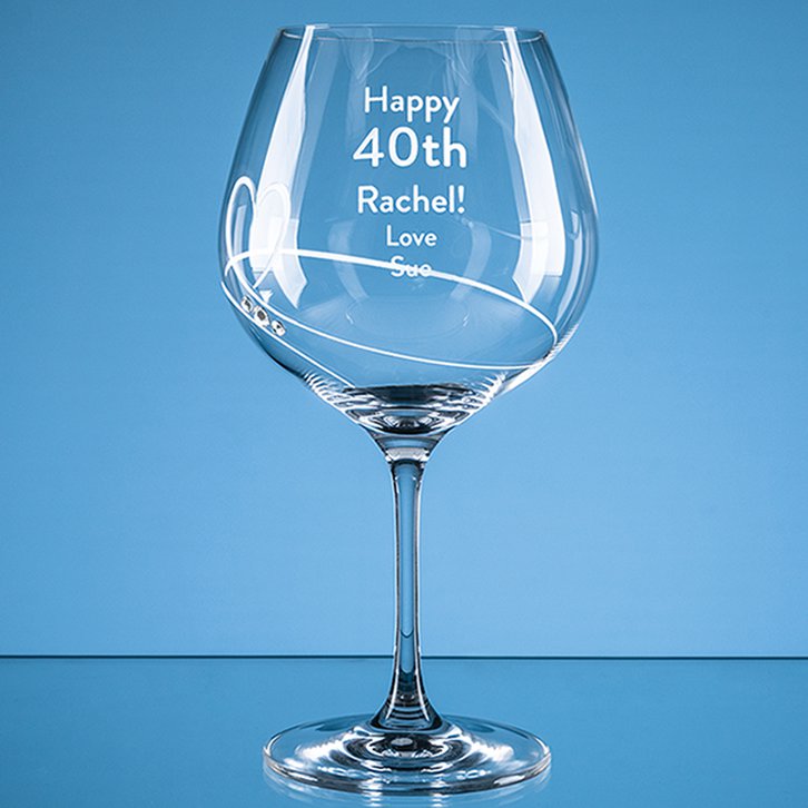 610ml Diamante Petit Gin Glass with Heart Design