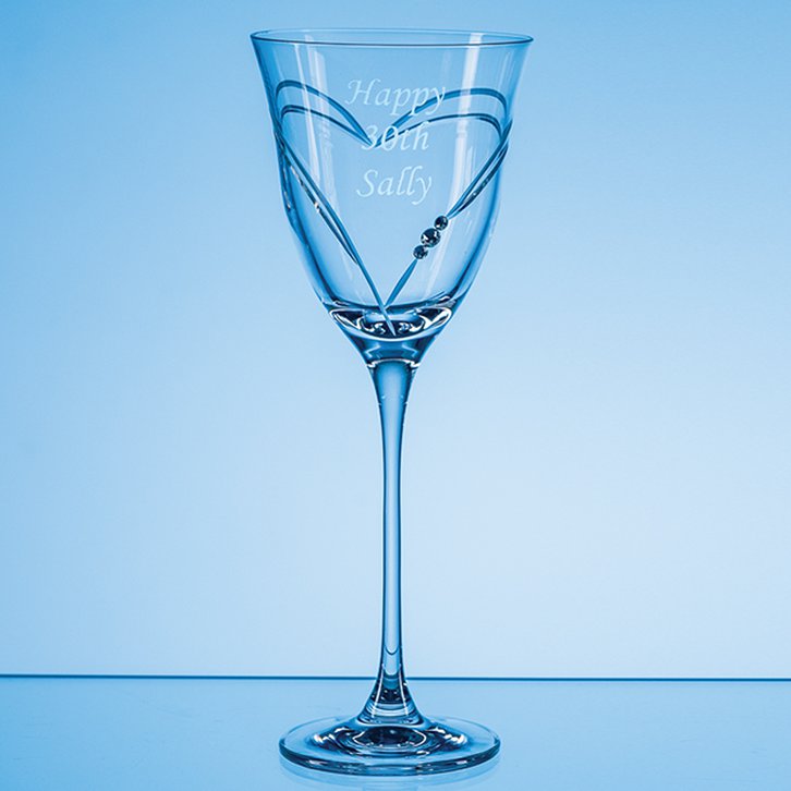 310ml Beloved Heart Diamante Red Wine Glass
