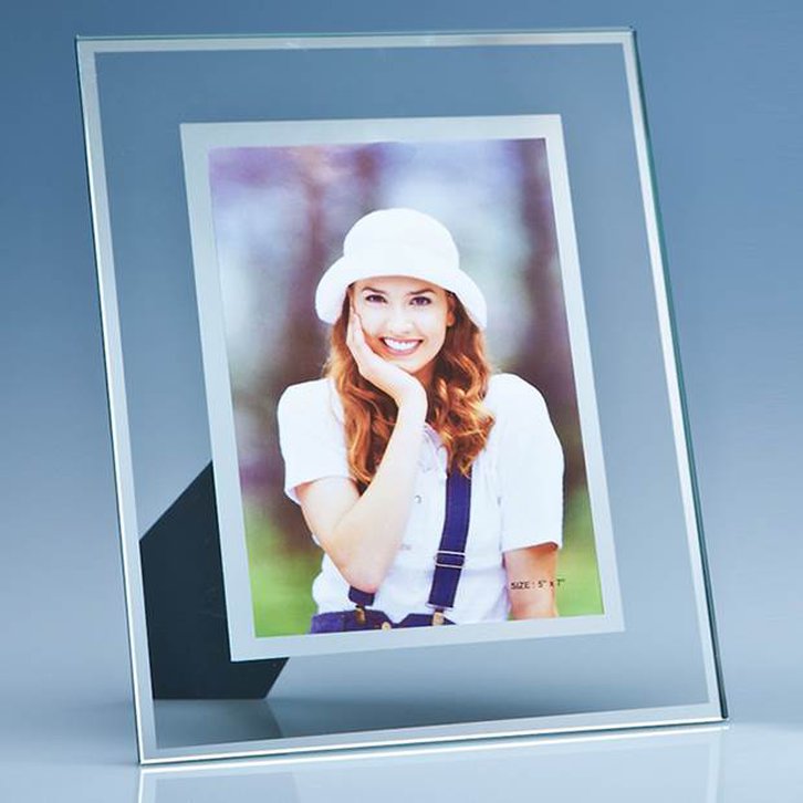 Clear Glass Frame with a Mirror Inlay for 5inchinch x 7inchinch Photo  V