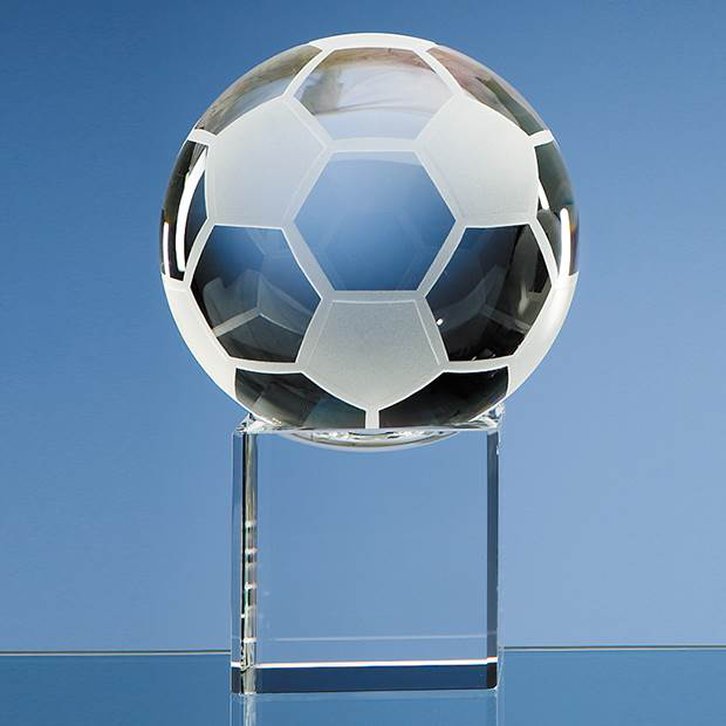 10cm Optical Crystal Football on a Clear Crystal Base