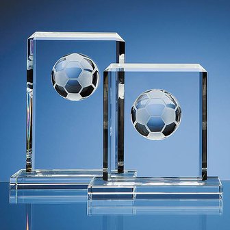 19cm Optical Crystal Football Rectangle Award