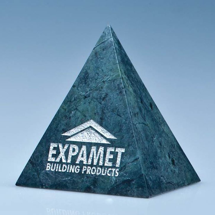 10cm Green Marble 4 Sided Pyramid Award