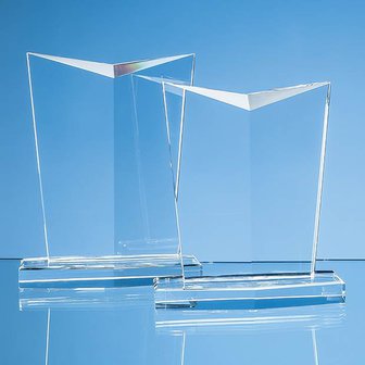 16cm Optical Crystal Facetted Shield Award