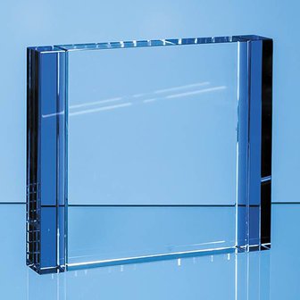 23cm Clear & Cobalt Blue Optical Crystal Column Rectangle Award