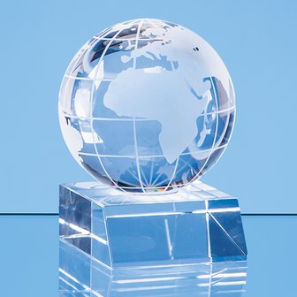 6cm Optical Crystal Globe Mounted on a Clear Crystal Base