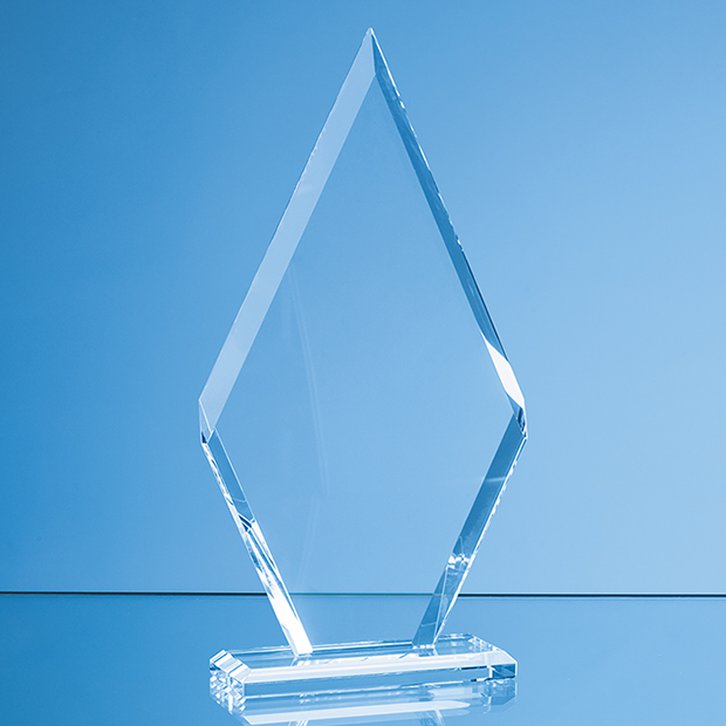 20.5cm x 10.5cm x 10mm Clear Glass Le Diamond Award in a Gift Box