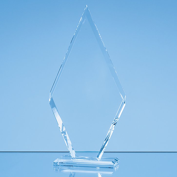 23cm x 12cm x 10mm Clear Glass Le Diamond Award in a Gift Box