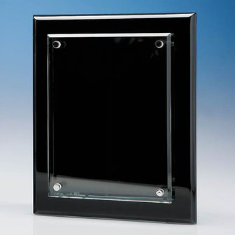 20.5cm x 15.5cm Clear Rectangle mounted on a Black Wood Plaque