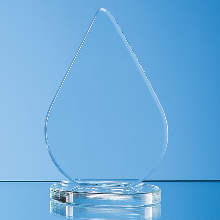 23cm x 15.5cm x 10mm Clear Glass Teardrop Award