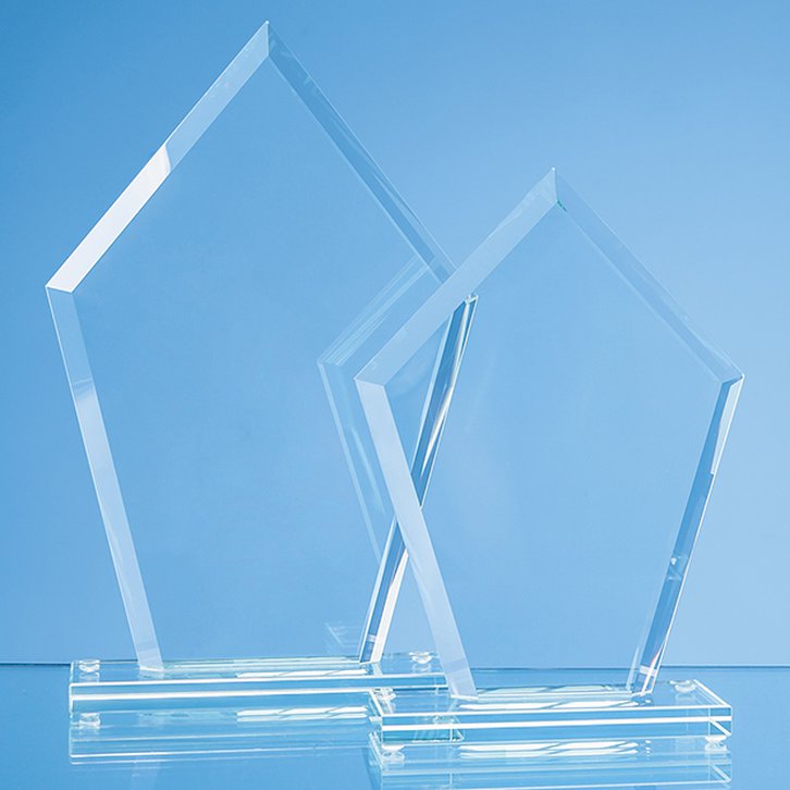 23cm x 15.5cm x 12mm Jade Glass Bevelled Edge Diamond Award