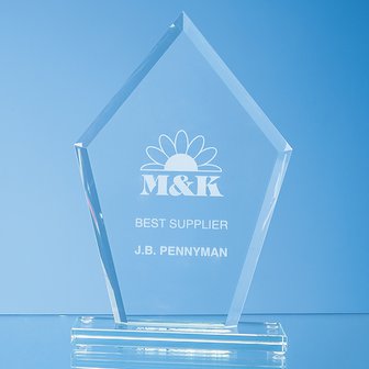 26cm x 17cm x 12mm Jade Glass Bevelled Edge Diamond Award